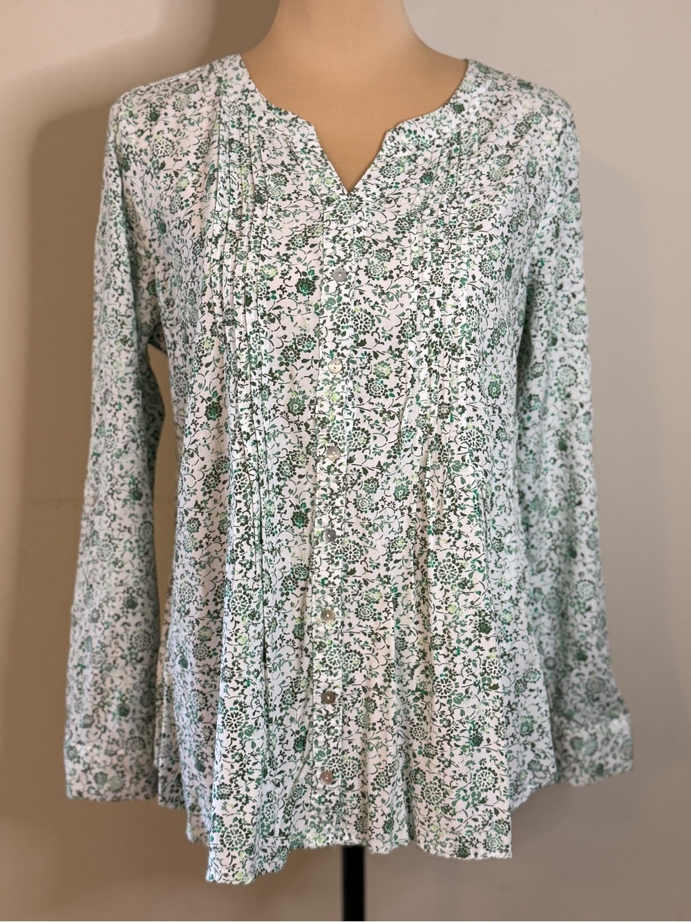 Jane and Delancey green white western ditsy floral pop over top SM